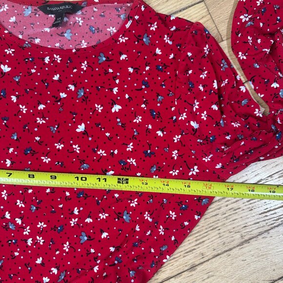 Red Banana Republic Factory Long Sleeve Belted Knit Fit and Flare Dress Size XS - Picture 7 of 9